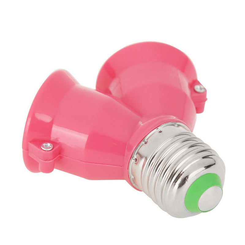 E27 to 2E27 Lamp Holder Converter Socket Splitter Adapter Bulb Base (Pink) Newly
