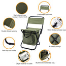 Folding Chair Ice Cooler Picnic Bags Hiking Camping Fishing Stool (Green)