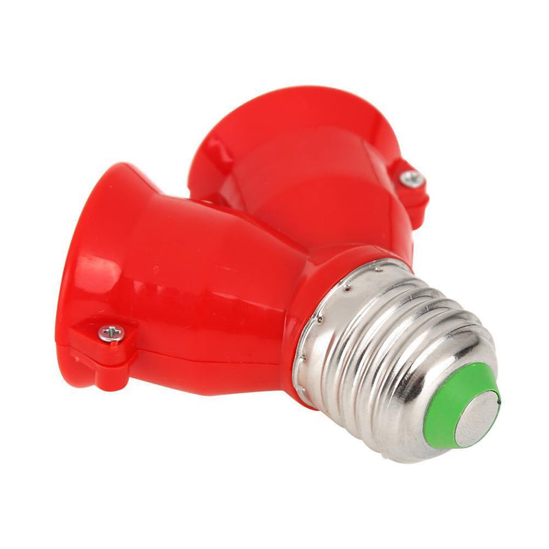 10pcs E27 to 2E27 Lamp Holder Converter Adapter Bulb Base(Red)