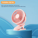 USB Mini Clip Fan Portable Travel Desk Cooling Ventilador (Pink 1200mAh)