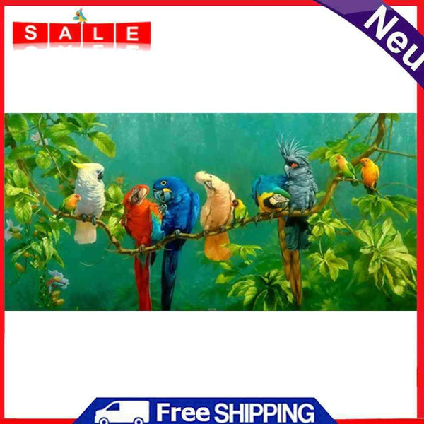 Parrots Oil Paint By Numbers Kits DIY Handpainted on Canvas Wall Animal Picture