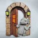 Dinosaur Climbing Windows Sculpture Garden Dragon Opening Door Statue (B) Newly