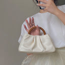 Korean Cloud Clutch Bag Pleated Handbag Women PU Solid Small Purse Crossbody Bag