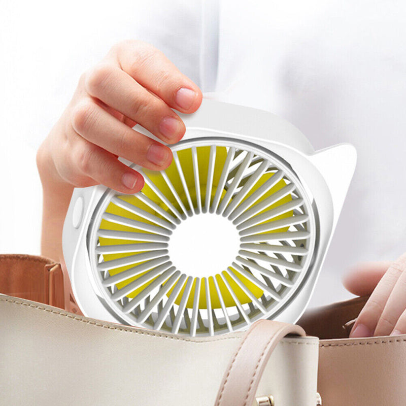 Portable USB Table Fan 360 Rotation Mini Desk Summer Cooling Fan (White)