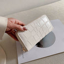 Women Evening Clutch Phone Card Bag Retro PU Alligator Pattern Purse Long Wal