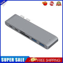 Dual Type-C Hub 2 Ports USB 3.0 TF Card Reader Adapter for MacBook (Grey)
