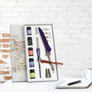 Starry Sky Fountain Dip Pen Set Gradient Color Feather Ink Pen (Purple) Newly