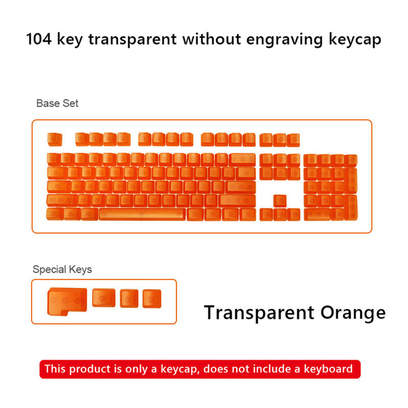 104pcs Transparent Mechanical Keyboard Keycaps Computer Key Cap (Orange)