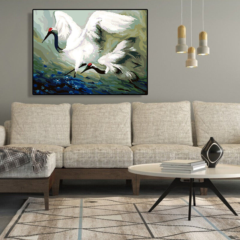 DIY Digital Oil Painting By Numbers Kits Flying Crane Canvas Room Decoration