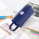 Large Capacity Pencil Case Bags Zipper Solid Stationery Box (Navy Blue) Newly