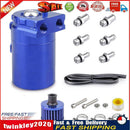 Baffled Car Oil Trap Catch Can Set with Air Filter Hose Fuel Tank (Blue) Newly