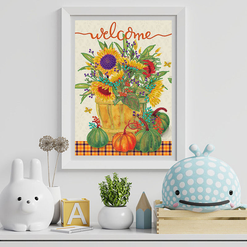 DIY Diamond Painting Pumpkin Bouquet Autumn Specially Shaped Partial Drill (KA459)
