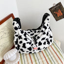 Women Plush Cow Print Chest Bag Casual Pendant Crossbody Shoulder Packs (2)