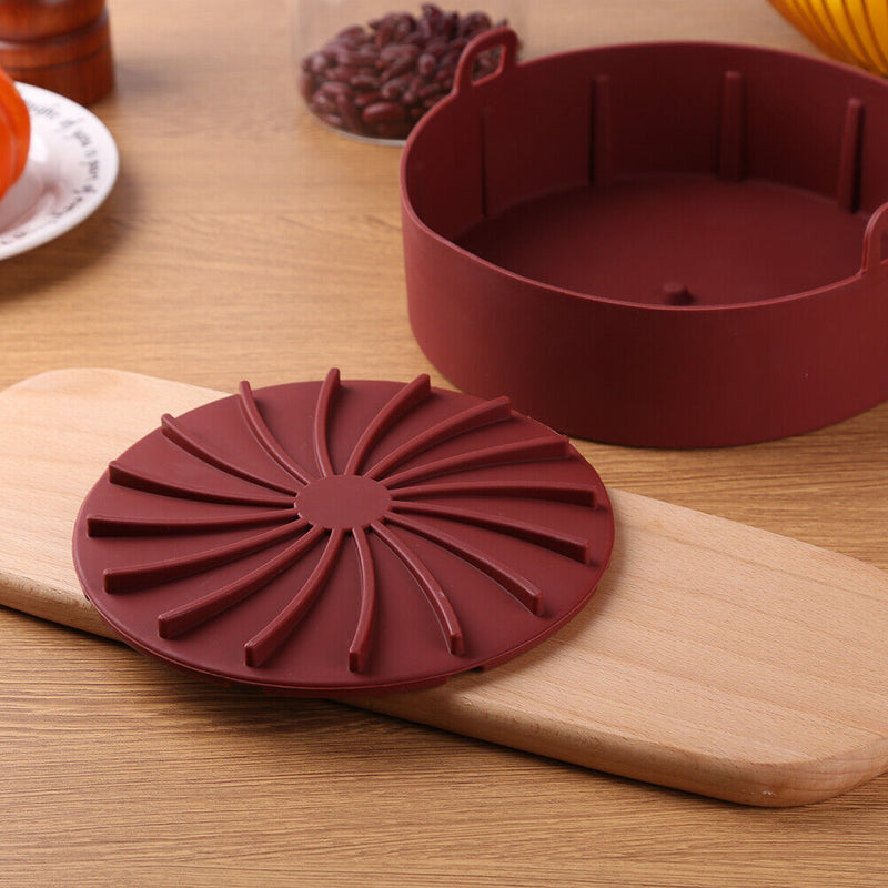 Air Fryer Thick Silicone Grill Pan Cake Frying Tray Heat Resistant Basket Newly
