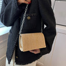 #A Weave Woven Small Square Chain Crossbody Messenger Handbags Purses for Girls