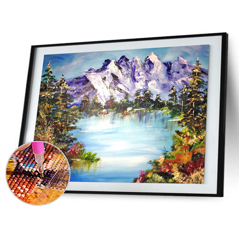 DIY Full Round Drill Diamond Painting Mountain River Mosaic Rhinestone Draw