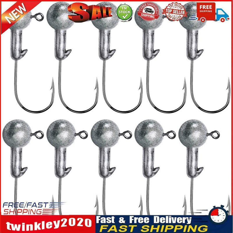 10x Crank Round Ball Head Hook Jig Bait Soft Worm for Perch Fishing (3.5g) Newly