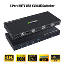 HDMI-compatible KVM Switch 4 Port 4K USB Switcher Splitter Box for Sharing