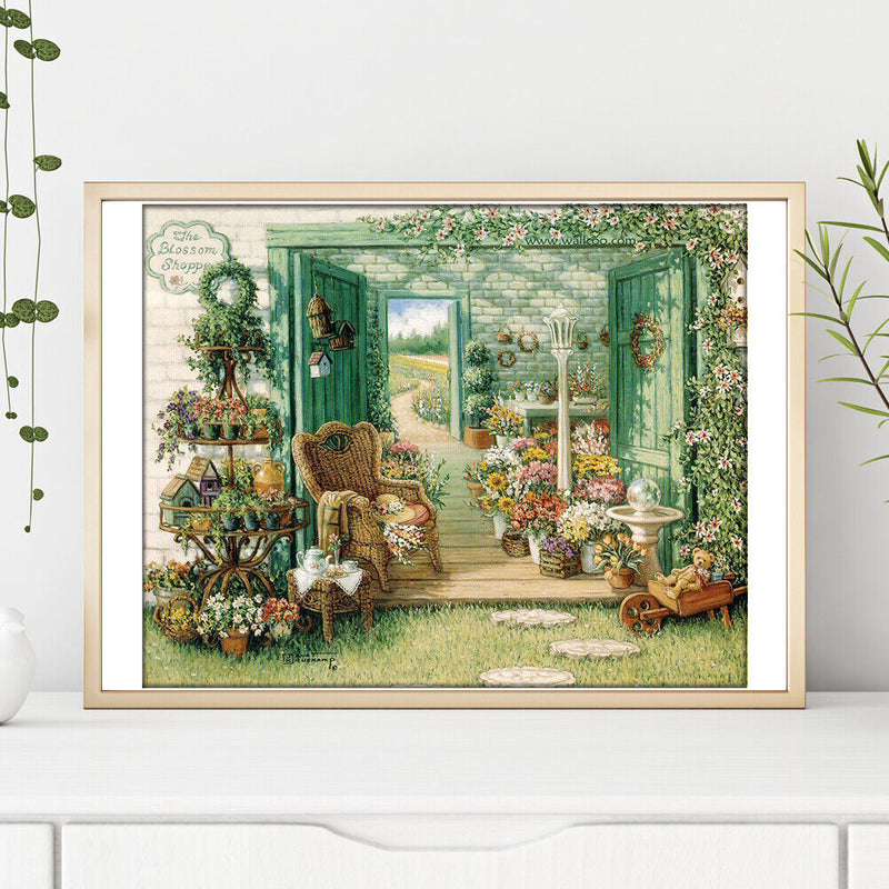 5D DIY Full Drill Diamond Painting Yard Flowers Cross Stitch Embroidery Kit