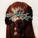 Jewelry Leaves Headpiece Green Crystal Leaf Hair Pin Hair Combs Bridal Clips