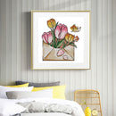 Partial Embroidery 14CT DIY Tulips in Envelope 2 Strand Kit Counted Cross Stitch