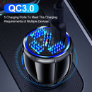 5USB QC3.0 Car Charger 3.1A Multi Ports Phone Fast Quick Charging (Black) Newly