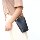 Women PU Leather Mini Phone Bag Chain Bag Shoulder Crossbody Bag(Black)