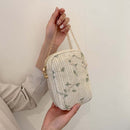 Straw Flower Crossbody Bag Women Woven Shoulder Messenger Handbags Phone Purse