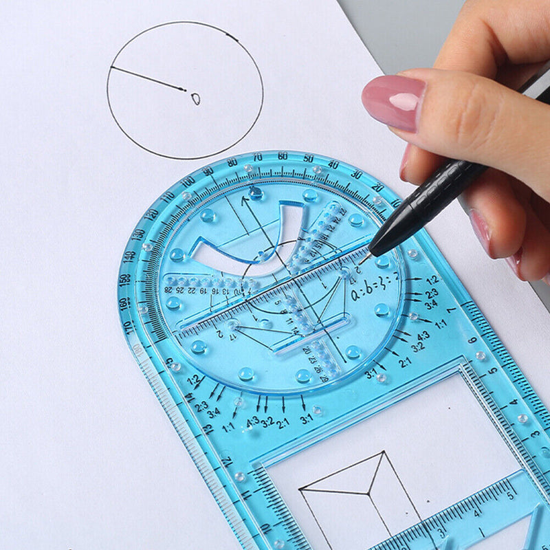 Multifunctional Geometric Ruler School Office Drawing Template Measuring Tools