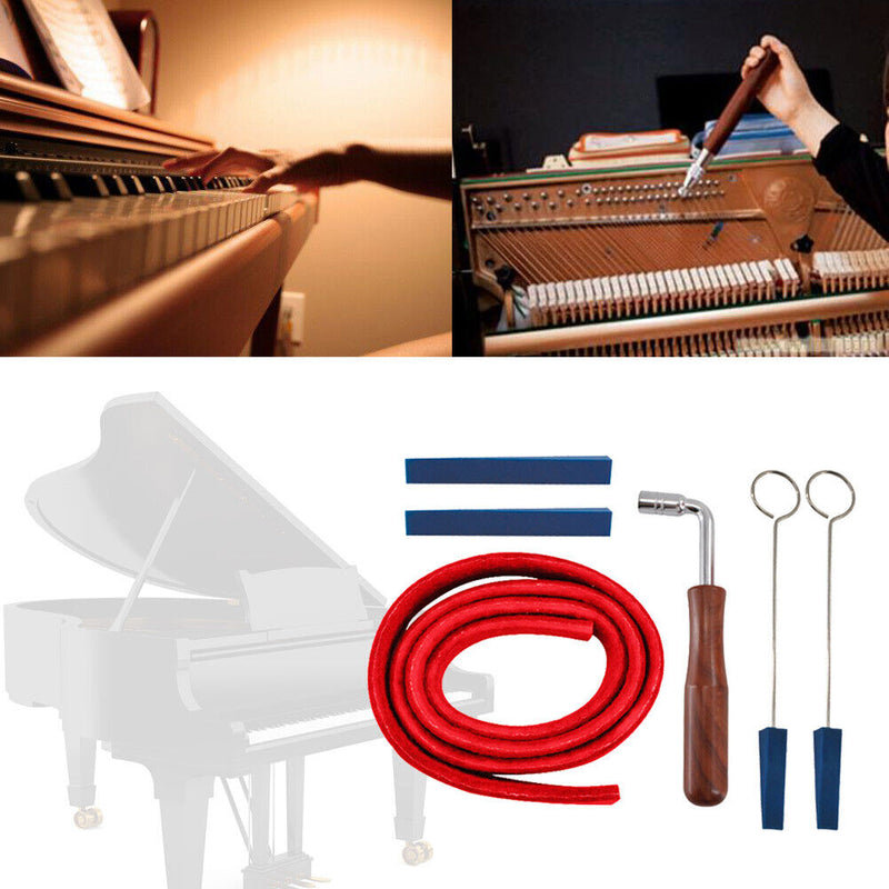 6pcs Luthier Tuner Parts Piano Maintenance Kit w/ Tuning Tool Rubber Mute Wrench