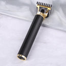 Rechargeable Hair Trimmer Metal Professional Engraving Hair Clipper (Black)