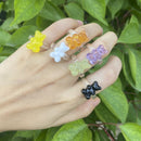 Party Gifts Creativity Girl Women Colorful Acrylic Ring Transparent Bear Rings