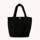 Casual Corduroy Shoulder Bag Women Mini Bento Solid Top-handle Tote (Black)