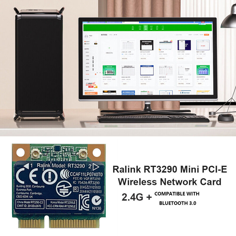 RT3290 150M 2.4GHz Bluetooth 3.0 Mini PCI-E WiFi Adapter for Laptop Notebook PC