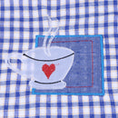 Embroidered Plaid Cotton Apron Kitchen Dining-room Clothes Apron(Blue)-1744