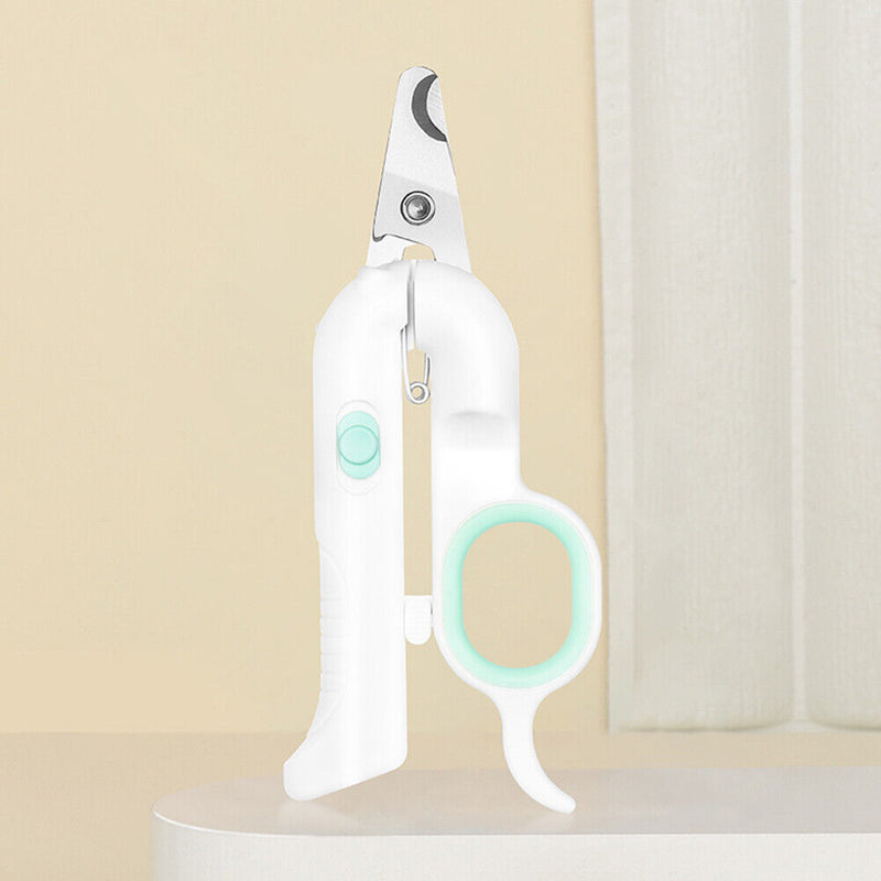 Pet Nail Clippers Stainless Steel UV LED Light Cutter Trimmer Tool (Green) Newly