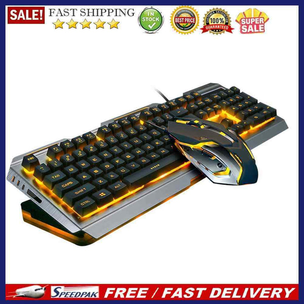 V1 USB Wired Ergonomic Backlit Mechanical Feel Gaming Keyboard Mouse Set