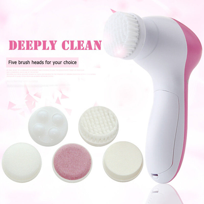 5 in 1 Electric Face Cleanser Brush Skin Pore Cleaner Face Wash Massager