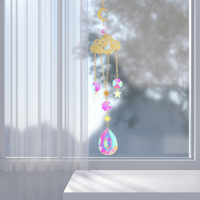 #A 1/5pcs Crystal Wind Chime Light Catcher Chaser Windbell Ornament Garden Decor