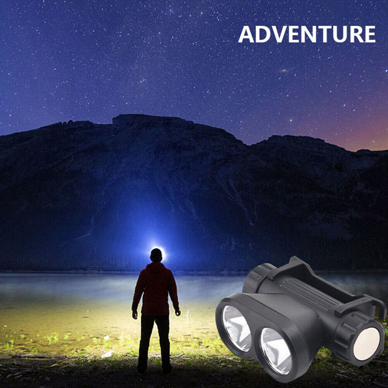 LED Magnetic Dual Bulb Headlamp with Magnets for Fishing Hiking Work Lighting