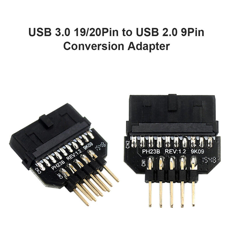 USB 3.0 20-Pin to USB 2.0 9-Pin Adapter Front Panel Connector Converter (B)