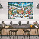 Town Snow Scene 11CT Stamped DIY Embroidery Full Cross Stitch Home Decorati