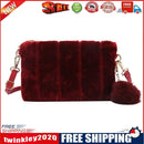 Women Clutch Fur Plush Bag Casual Handbag Winter Crossbody Bag(Wine Red)