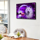 DIY Paint By Number Kit White Wolf Moonlight No Frame for Home Decoration