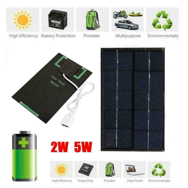 2W 5V Solar Panel USB Port Phone Charger Travel Portable G8S3 P4B0