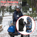 Winter Men Warm Skiing Fleece Gloves with Buckle Thickened (Camo Blue)