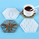 Coaster Molds - 2pcs Bee Honeycomb Tableware Mats Silicone Hexagon Molds Newly
