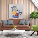 5D DIY Full Drill Diamond Painting Cup Cat Cross Stitch Embroidery Home Dec