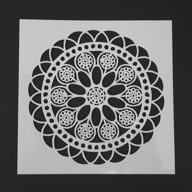 Round Flower Print Coffee Cake Stencil Fondant Buttercream Spray Mold Decor