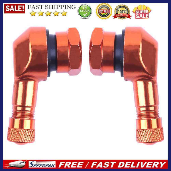 2pcs 90° CNC Aluminum Motorcycle 11.3mm Rim Tire Tyre Valve Stems(Orange)